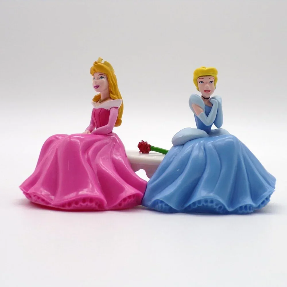 DecoPac Disney Princess Cake Topper Aurora Cinderella Belle Bench Rose Lot of 2